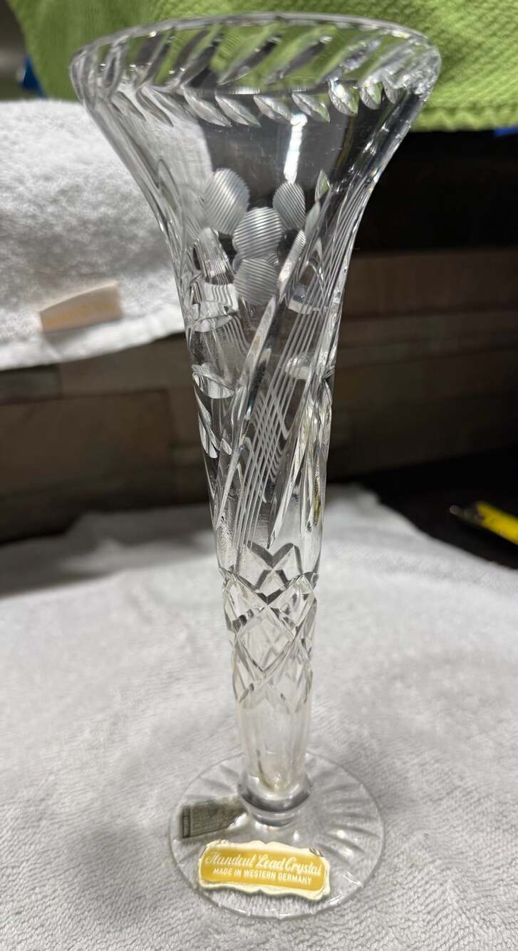 Castle Cut Crystal 9 Inch Footed Bud Vase